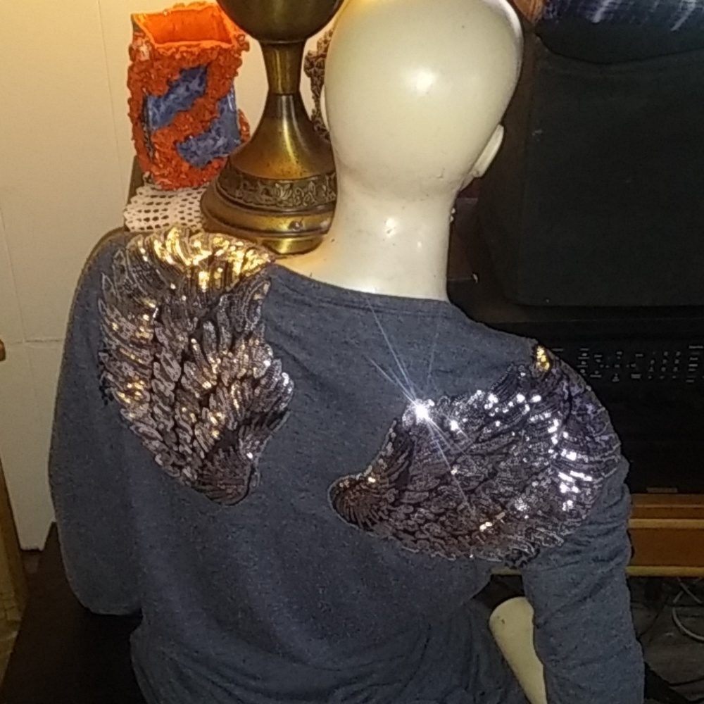 Sequined wings shirt
